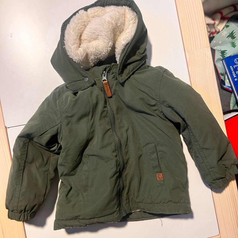 Used Green H&M baby winter jacket. 18 months
